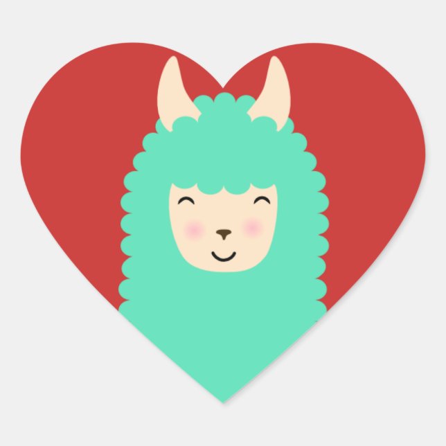 Adesivo Coração Happy Peekaboo Llama Hearts Stickers (Frente)
