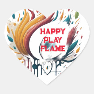 Adesivo Coração Happy Play Flame Design