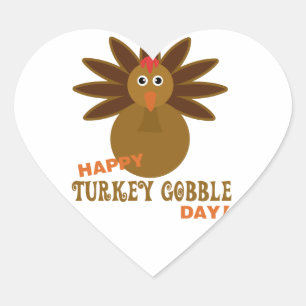 Adesivo Coração Happy Turkey Gobble Day Thanksgiving