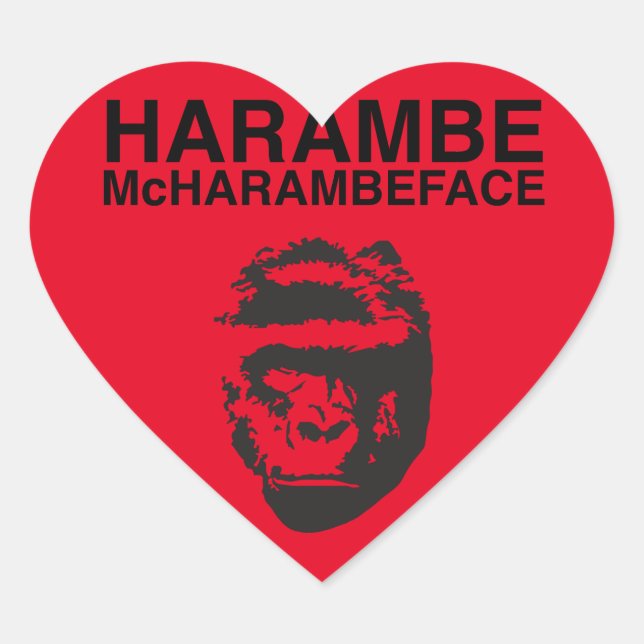 Adesivo Coração Harambe McHarambeface (Frente)