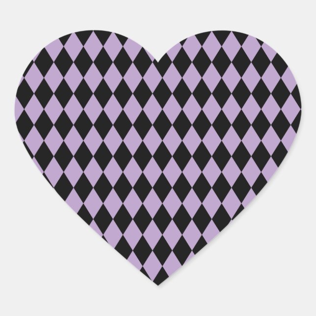 Adesivo Coração Harlequin Lilac e Black (Frente)