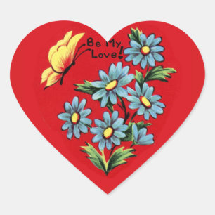 Adesivo Coração Harmonização dos namorados do miosótis do vinta