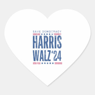 Adesivo Coração Harris Walz 2024 Save Democracy