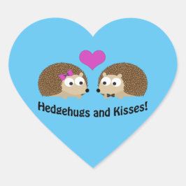 Adesivo Coração Hedgehugs e Kisses casal de ouriço fofo