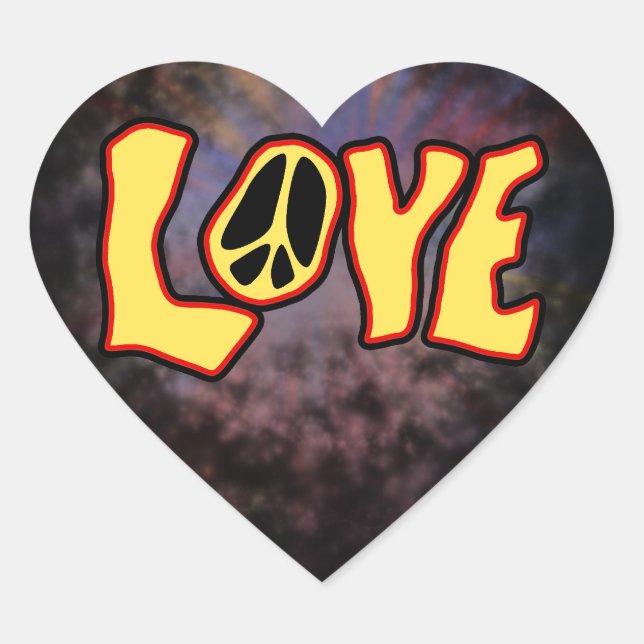Adesivo Coração Hippie Love Sticker (Frente)