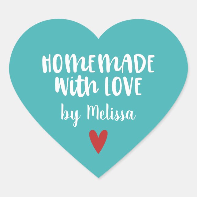 Adesivo Coração Homemada Branca Personalizada Com Amor (Frente)