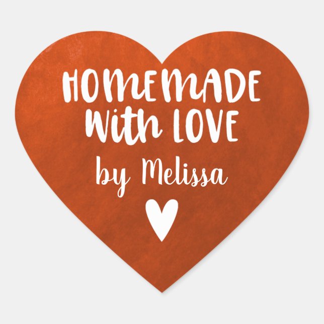 Adesivo Coração Homemada Vermelha Bonita Com Amor (Frente)