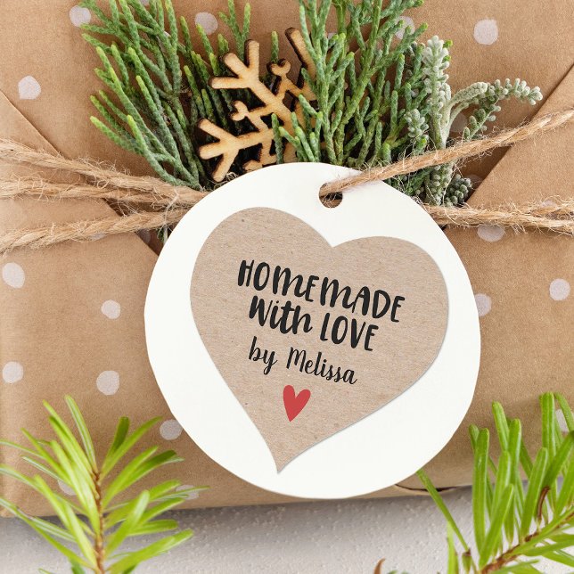 Adesivo Coração Homemade Com Amor Kraft Personalizado (Criador carregado)