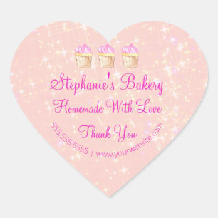 Adesivo Coração Homemade com amor  Torre de Torre de Taça com bril