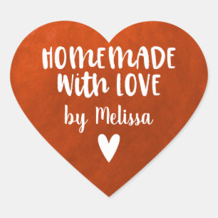 Adesivo Coração Homemade Personalizada Da Cor Vermelha Com Amor