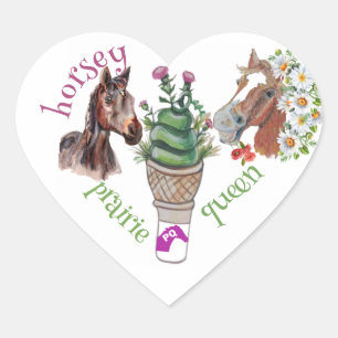 Adesivo Coração horsey prairie rainha com flores