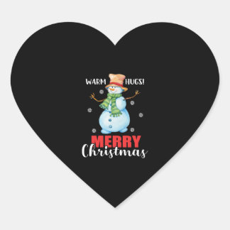 Adesivo Coração Hugs Quentes Snowman Camiseta de Natal Engraçada