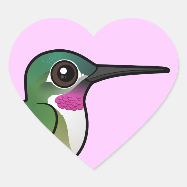 Adesivo Coração Hummingbird de cauda larga (Frente)