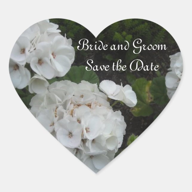 Adesivo Coração Hydrangea Branca Salve a Data (Frente)