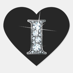 Adesivo Coração "I" Diamond Bling em Black Heart Sticker