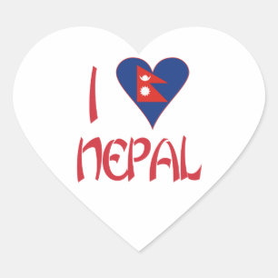 Adesivo Coração I Love (Nepalês Heart Flag) Nepal
