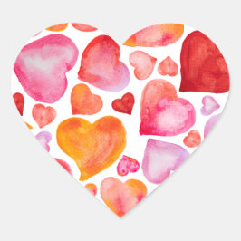 Adesivo Coração I love you watercolor hearts