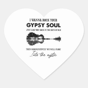 Adesivo Coração I Wanna Rock Your Gypsy Soul Hippie Guitar
