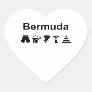Adesivo Coração Ícones das Bermudas de cor clara monotônica