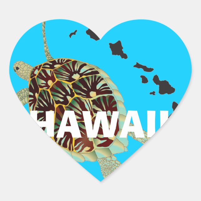 Adesivo Coração Ilhas Aloha Hawaii (Frente)