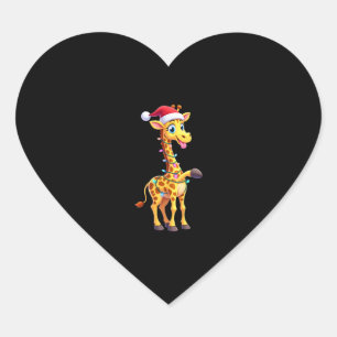 Adesivo Coração Iluminação de Natal Girafa Funny Santa Girafa Nata