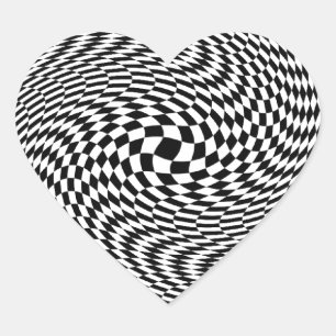 Adesivo Coração Ilusão óptica preto e branco
