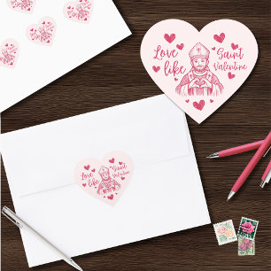 Adesivo Coração Ilustração Católica do Coração Rosa de São Valenti