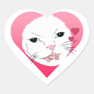 Adesivo Coração Ilustração do Coração de Gato do dia de os namorad