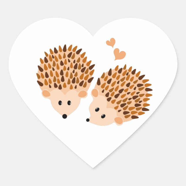 Adesivo Coração Ilustração Hedgehogs (Frente)