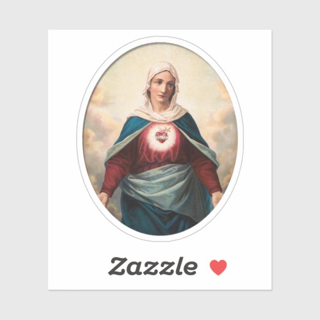 Adesivo Coração Imaculado de Mary Vinil Católico (Folha)