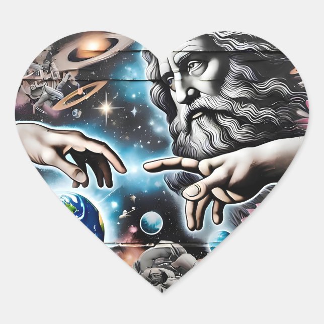 Adesivo Coração  image of god creating the universe (Frente)