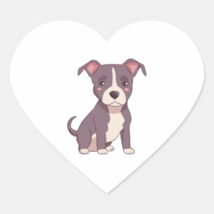 Adesivo Coração Imagem do belo pit bull terrier kawaii americano