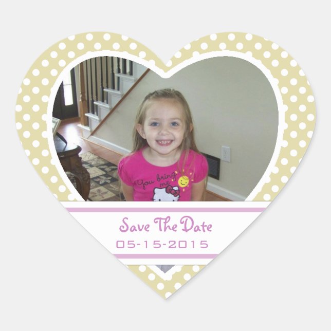 Adesivo Coração Imagem: Polka-dot Heart: Save The Date Stickers (Frente)