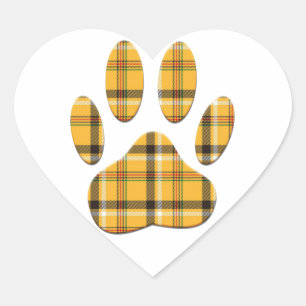 Adesivo Coração Impressão da Pata do Cão de Tartan