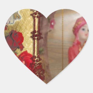 Adesivo Coração Impressão de Arte Gráfica de Retrato de Boneca de 