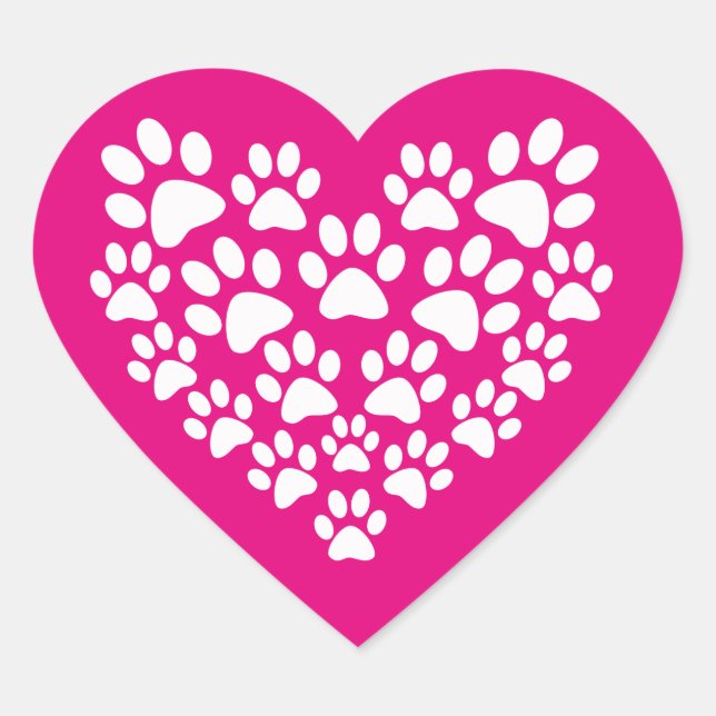 Adesivo Coração Impressão de Pata Coração Simples (Frente)