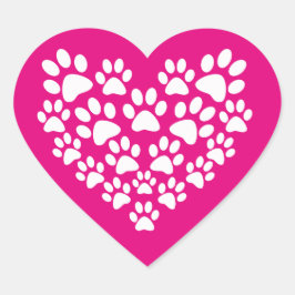 Adesivo Coração Impressão de Pata Coração Simples