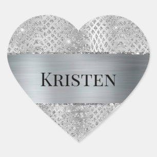 Adesivo Coração Impressão em animais Cobra Silver