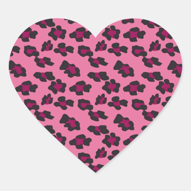Adesivo Coração Impressão Leopardo Rosa (Frente)