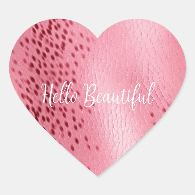 Adesivo Coração Impressão Pano-Leopardo Cor-de-Rosa (Frente)