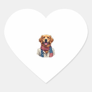 Adesivo Coração Independence Day Golden Retriever Vintage Shirt 2