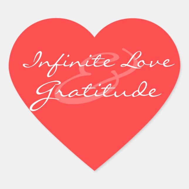 Adesivo Coração Infinite Love & Gratitude Heart Sticker (Frente)