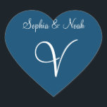 Adesivo Coração Iniciais personalizados azuis escuros<br><div class="desc">Selos Personalizáveis Para Monogramas de Casamento - Planeadores de eventos DIY normalmente pesquisam: qual é a taxa de monograma de Selos? Estes pequenos, elegantes e deslumbrantes Monogramas Monogramas Seals serão perfeitos para monogramas para casamentos, assim como para outros tipos de papelaria de convite para casamento. - Ideias De Monogramas De...</div>