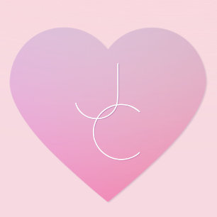 Adesivo Coração Iniciais Sobrepostas Modernas 2 Pink Ombre