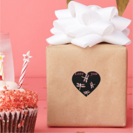 Adesivo Coração Insetos de Dragonfly Rosa Dançantes