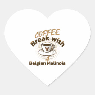Adesivo Coração intervalo de café com um malinois belga
