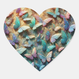 Adesivo Coração Iridescent Butterfly Garden