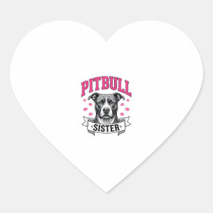 Adesivo Coração Irmã Pitbull Design Vetorial de Amante de Cachorro