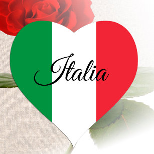Adesivo Coração Itália Heart Sticker, Bandeira Italiana Patriótica