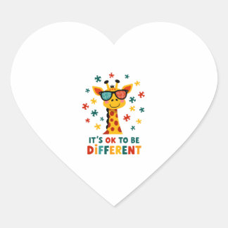 Adesivo Coração It's Ok To Be Different Giraffe Autism Awareness B